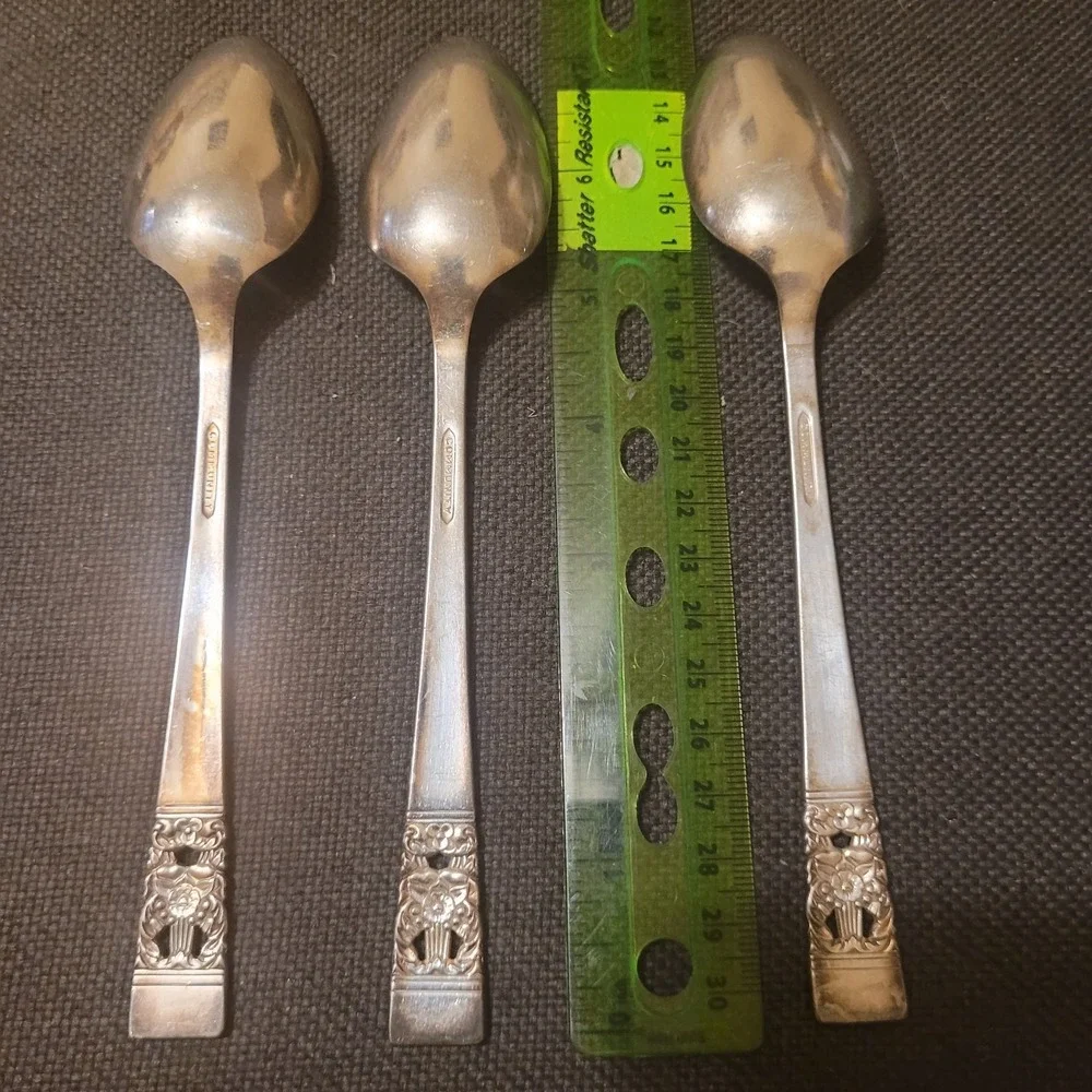 Oneida Community CORONATION Silverplate  3 Table Spoons 1936 Silverware Flatware
